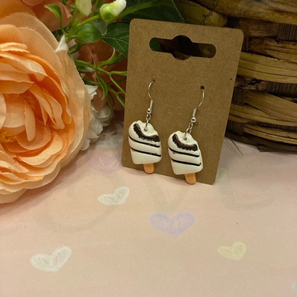 Cute white ice cream earrings